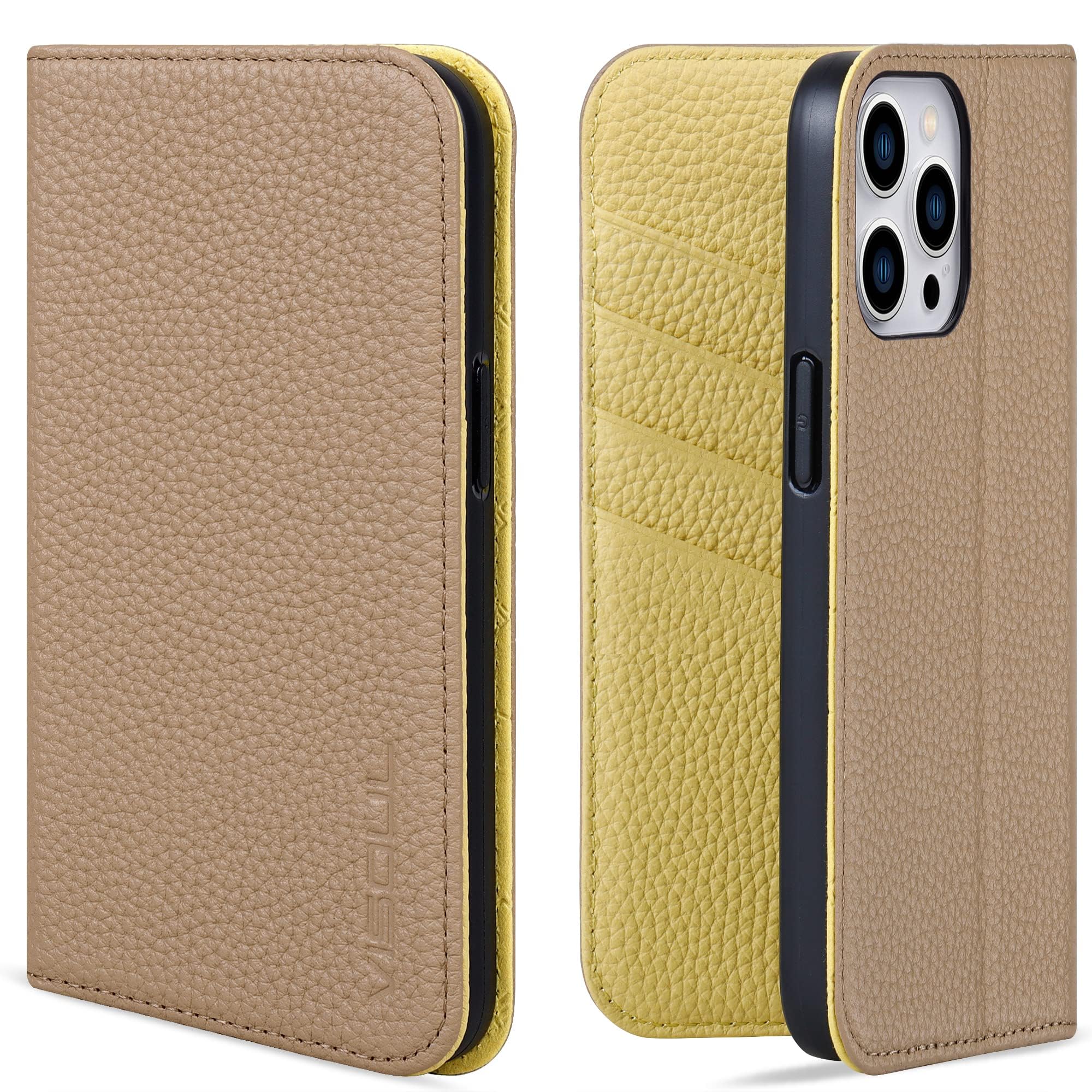 VISOUL iPhone13 Pro Maxケース 手帳型 本革 アイフォン13 プロマックスケース レザー スマホケース カード収納 携帯ケース 全面保護 マグネット式 横置きスタンド 対応 6.7インチ シュリンクレザー