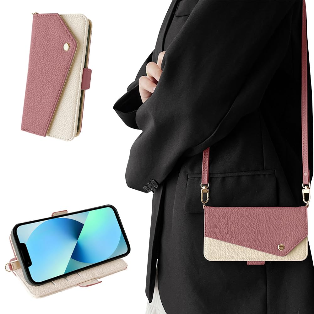 Kahper for iPhone13ケース手帳型 ショルダー いphone13 ケース 手帳型 可愛い スマホカバー iphone 13 財布型 おしゃれ アイフォン13 手帳ケース 軽量 衝撃吸収 携帯カバー iphone 13 PUレザー 全面保護 擦
