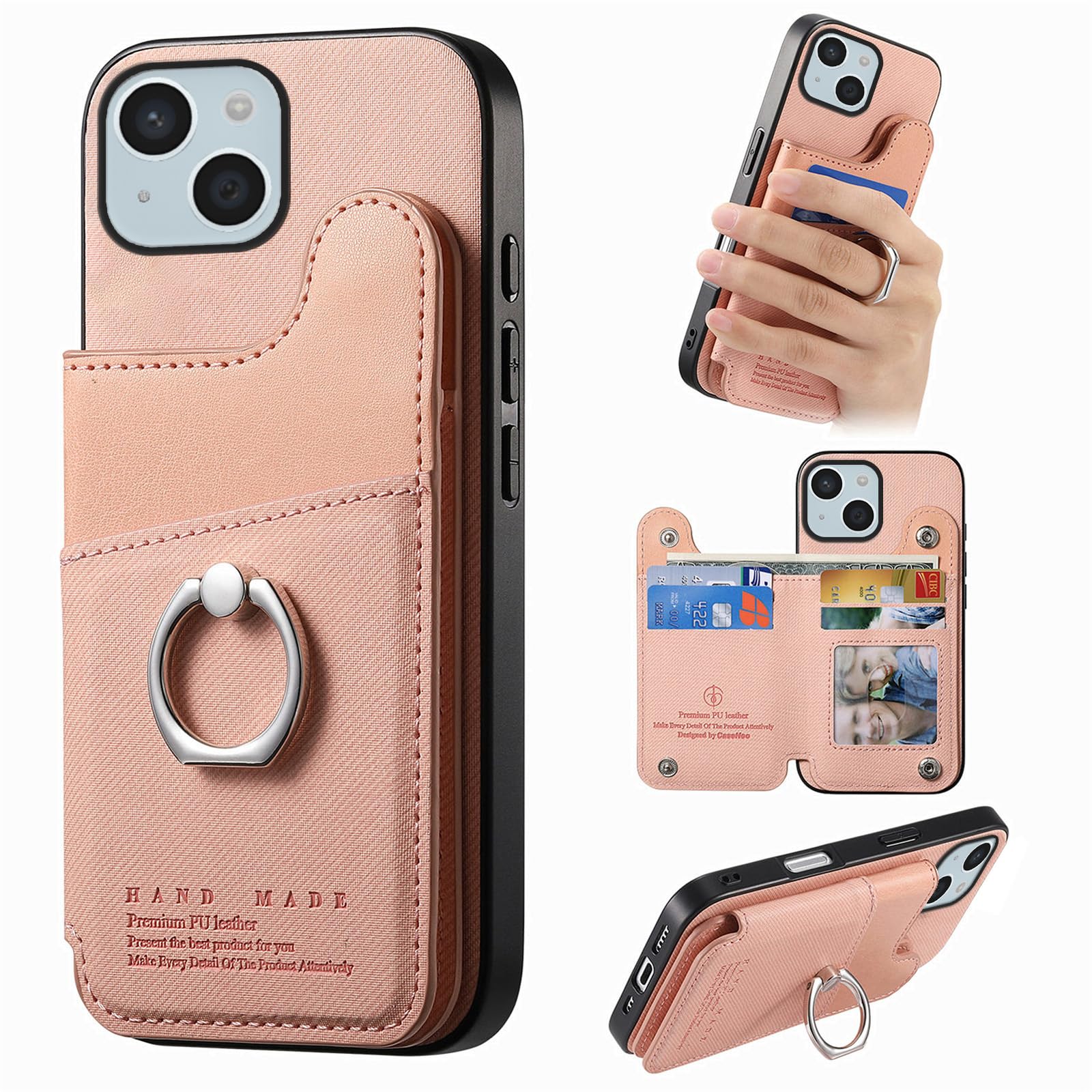 iPhone 15 ケース 手帳型 リング付き アイフォン15 スマホケース iphone15 手帳型 カバー 耐衝撃 背面 カード収納 あいふおん15ケース いphone15 カバー PUレザー 薄型 アイホン15 スマホカバー 財布付