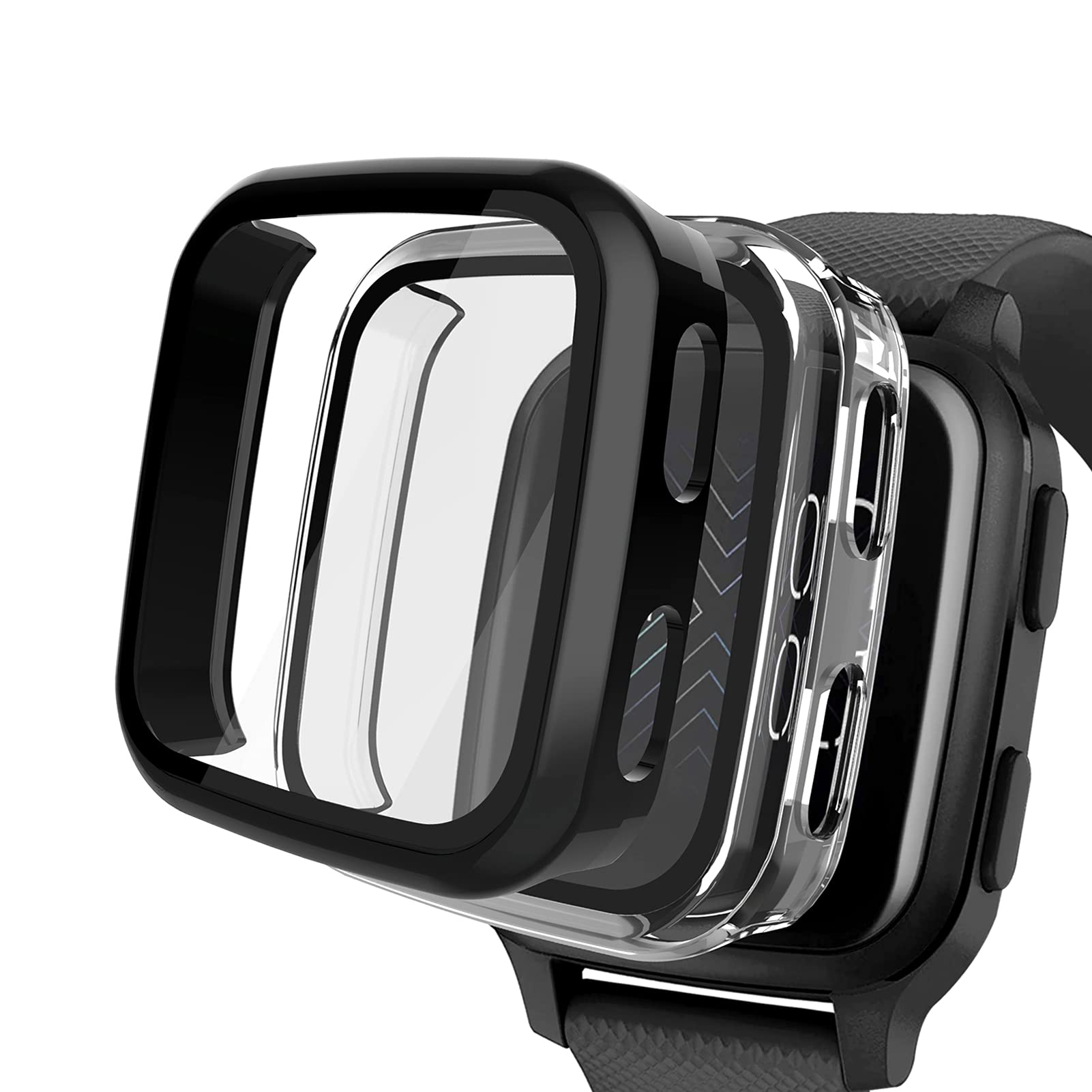 2風呂敷き包み入れもの Garmin Venu Sq 映写幕プロテクター 9H強化因子硝子内蔵 NAHAI ハードポリカーボネートカバーバンパー 傷押しとどめる外殻 Garmin Venu Sq Musicスマートウォッチ用 せつ然たる/黒いこと