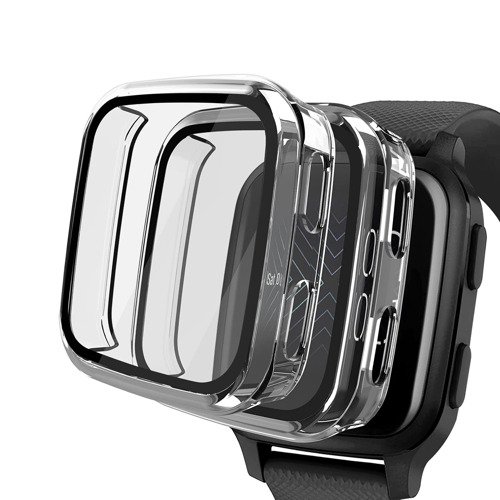 NAHAI 捉え所の無いパソコン入れもの 2個風呂敷き包み Garmin Venu Sq 映写幕プロテクター 9H強化因子硝子内蔵 盛りだくさん押しかぶせる バンパー 傷付き添い人押しとどめる 外殻 Garmin Venu Sq Music スマートウォッチ用 せつ然たる/せつ然たる