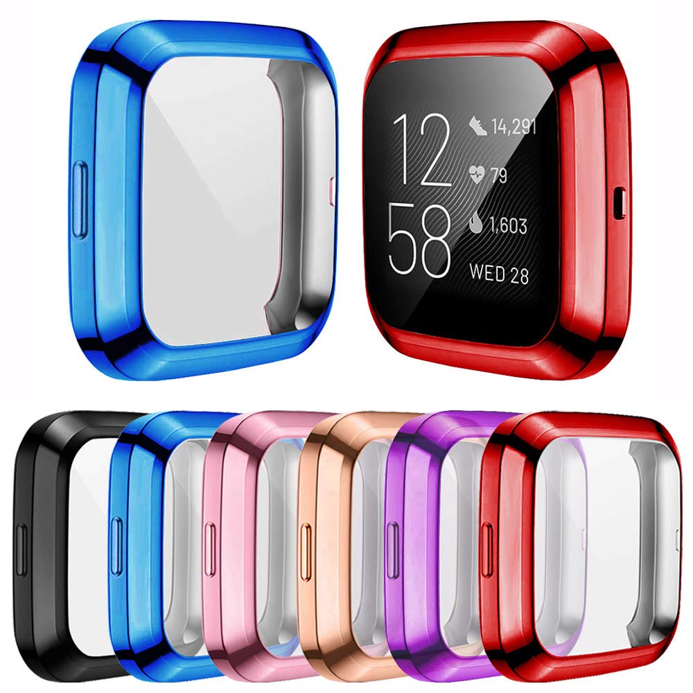 RICHONE [6枚風呂敷き包み] 映写幕プロテクター 入れもの Fitbit Versa 2 スマートウォッチ相応う オールラウンドTPUメッキ保護すること押しかぶせる 傷押しとどめる バンパーシェルアクセサリー (6色 Versa 2)