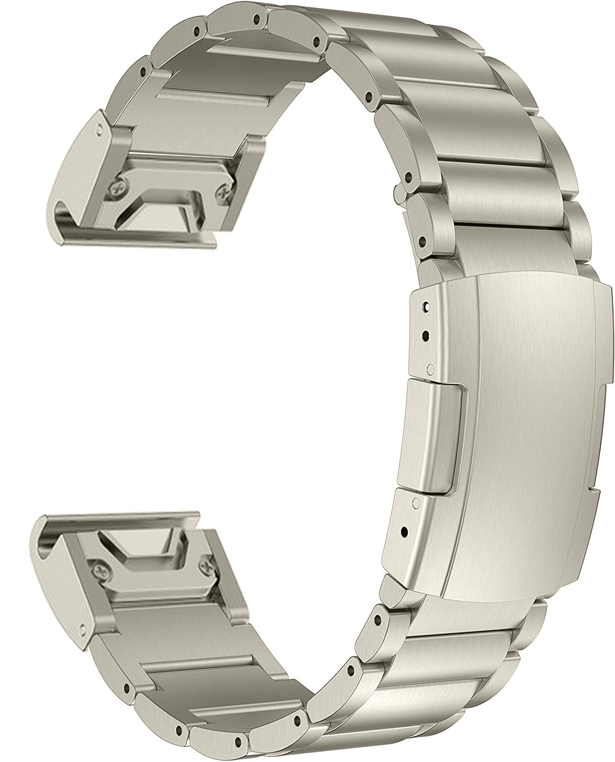 [MaKTech] チタンバンド ガーミン用 22mm クイックリリース メタルブレスレットストラップ トータスバックル付き Garmin Fenix 8 47mm/7/7 Pro/6/6 Pro/5/5 Plus, Instinct 2 スマートウォッチ用 (チタン)
