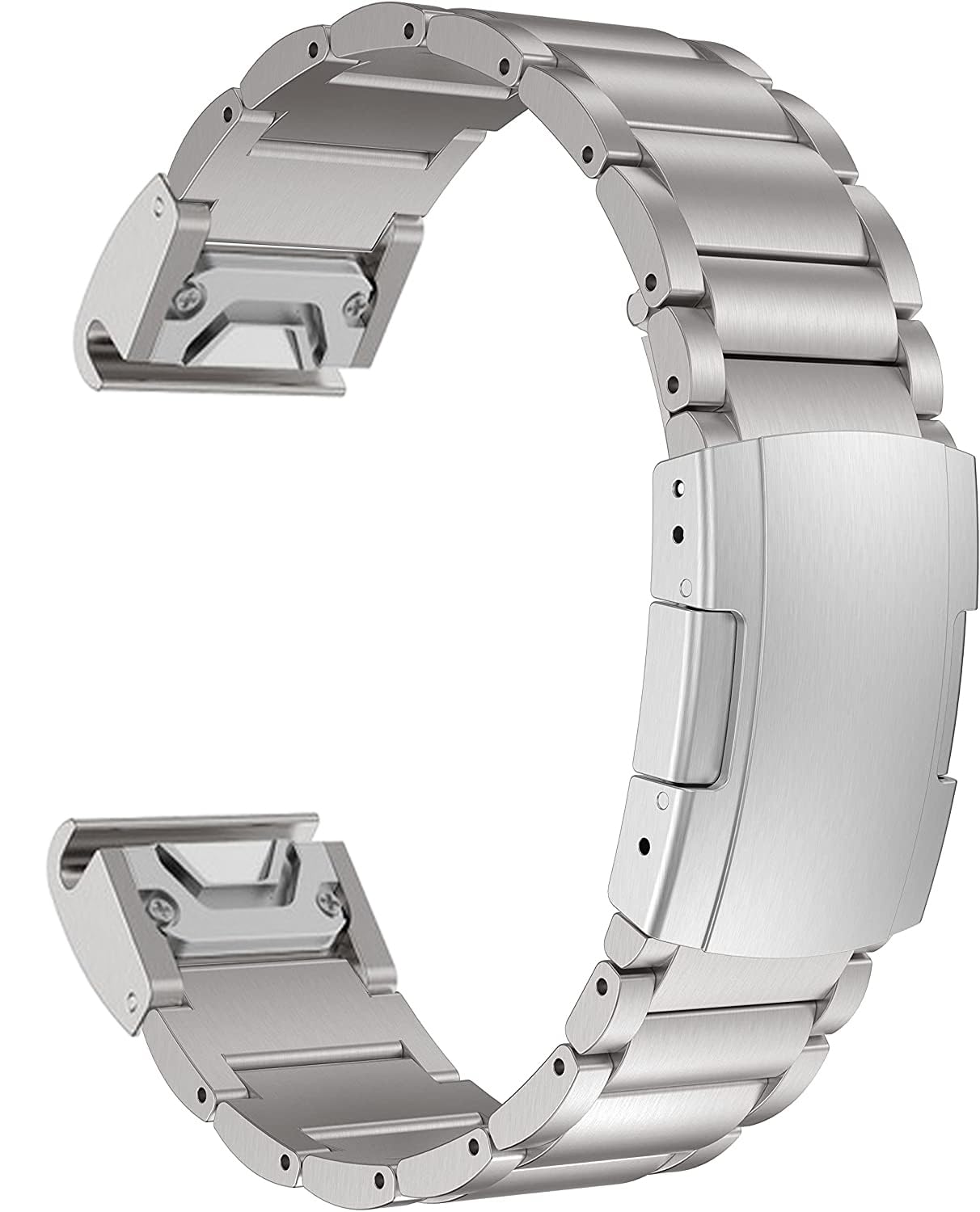 [MaKTech] チタンバンド ガーミン用 22mm クイックリリース メタルブレスレットストラップ トータスバックル付き Garmin Fenix 8 47mm/7/7 Pro/6/6 Pro/5/5 Plus, Instinct 2 スマートウォッチ用 (シルバー)｜T.M.Bストア