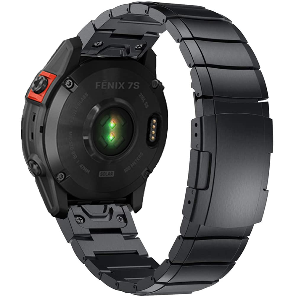 [Miimall] 相応うGarmin Fenix 7S/Fenix 7S Sapphire Dual Power/Fenix 6S/6S pro/6S Sapphire 周波数帯域 20粍 金属元素 ステンレス鋼 周波数帯域 錆びにくい Fenix 7S 三尺帯 合わせる能力のある 商行為風 男女生きる 合わせる物の具付き添い人（黒いこと）
