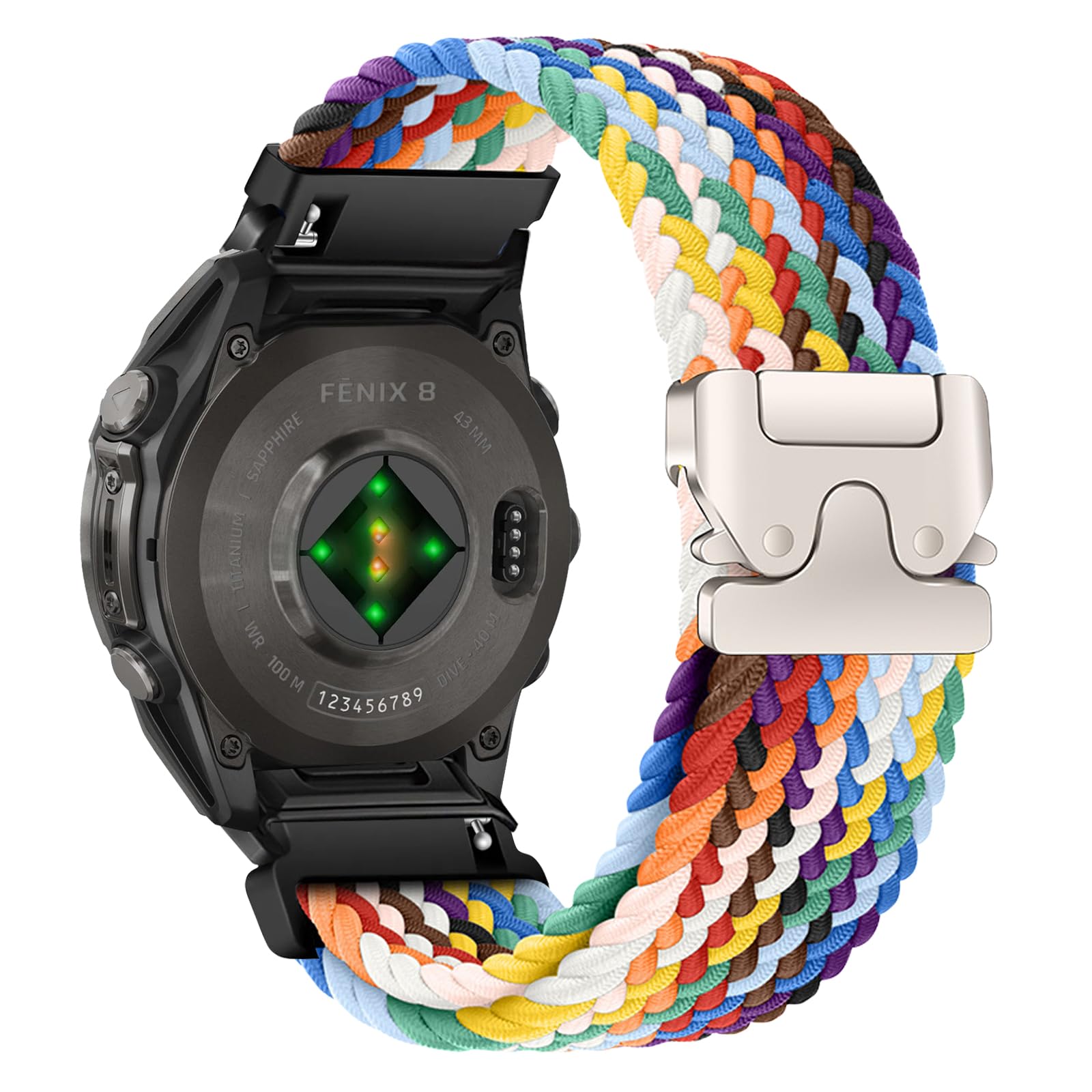 [ShinKin] 20mm Quickfit バンド Garmin Fenix 8 43mm / Garmin Fenix 7S /7S Pro Solar /6S /6S Pro/Descent Mk3S/Mk3Si 対応 ナイロン 交換用バンド ブレイデッド 編組 交換ベルト スポーツ 替えストラップ パラシュートバ