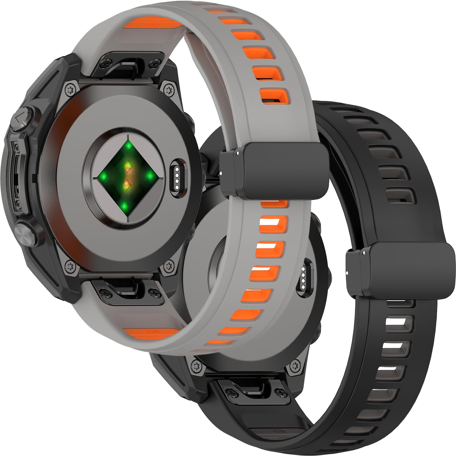 [GYOKUYU] 2色セットバンド For Garmin instinct 3 50mm/Fenix 8 51MM/7X/6X/5X/Enduro2/3 シリコンバンド Garmin instinct 2X 調節可能 ベルト シンプルなデザイン 交換ベルト（グレーとブラック｜26mm対応）