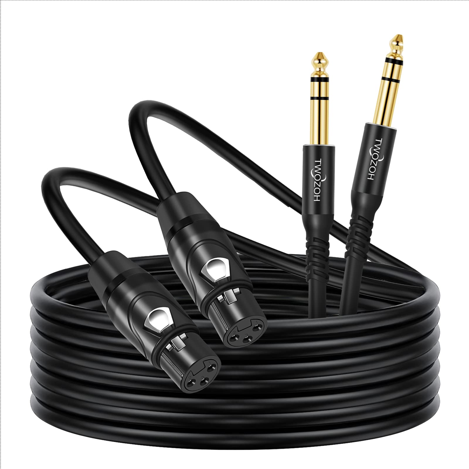 Twozoh XLRメス - 6.35mm (1/4インチ) TRSケーブル 10M 2本入りクォーターインチジャック XLRマイクケーブル (プロフェッショナル/HiFi)