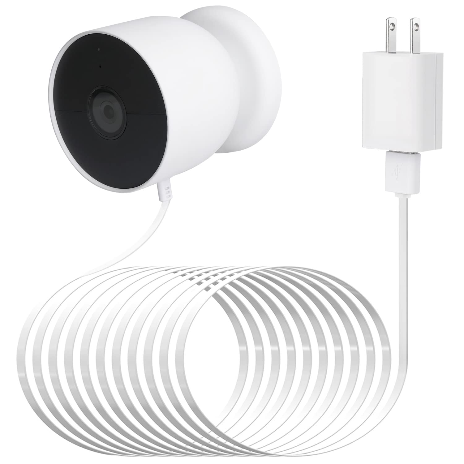 wochel Google Nest Cam(バッテリー)対応電源ケーブル 30フィート/9.1m 防水アウトドアケーブル ネストカメラを継続的に充電します (ホワイト)
