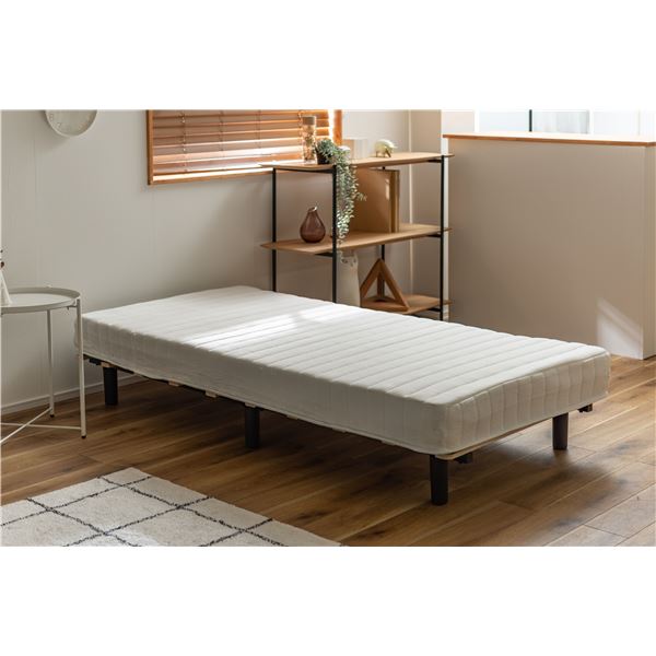 脚付きボンネルコイルマットレスベッド約W195×D95×H35cmホワイト組立品