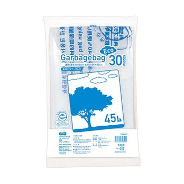 まとめ TANOSEE リサイクルポリ袋 エコデザイン 透明 45L 1パック 30枚 直送商品