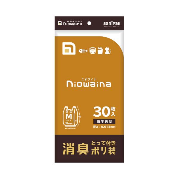 まとめ 日本サニパック ニオワイナ消臭とって付きポリ袋 M 30枚 高い素材