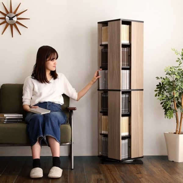 回転式 ブックシェルフ 本棚 〔7段 ホワイト〕 幅39cm 大容量 コンパクト 省スペース 〔リビング〕〔代引不可〕 通販 