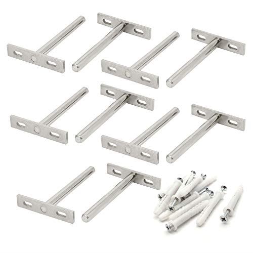 LUCKYBEE 10個入り ブラケット 金具 棚受け フローティング 隠し 差し込みタイプ シルバー 70mm x 96mm 4\