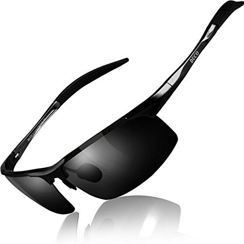 DUCO 運動競技黒眼鏡 メンズ 偏光黒眼鏡 UV400保護すること AL-MGアロイ 超軽さ 動かす／銀輪／御釣り／ベイスボール／スキーの板／駈けっくら／ゴルフ用 8177S ブラックフレームグレーレンズ