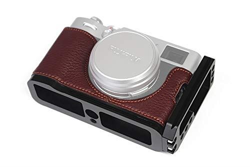 楽天市場 対応 Fujifilm Fuji 富士 Pen X100v カメラケース カメラカバー カメラバッグ カメラホルダー 本革 メタルベース 側板を取り外し可能 Koowl手作りのレザー牛革 メタルカメラハーフケース 付属品 牛革ハンドストラップ スタイリッシュ 防水 防振