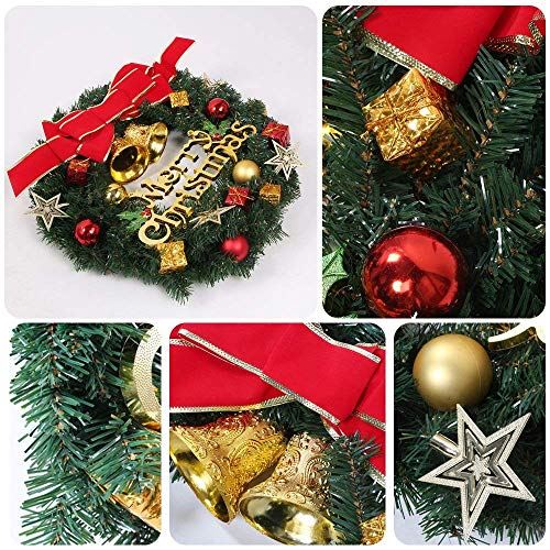 Atpwonz クリスマスリース 30cm クリスマス飾り 10 Led電池式 イルミネーションライト付き ドア 玄関リース 壁掛け インテリア 店舗用 Sermus Es