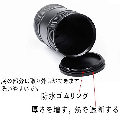 Zads 車用 灰皿 ふた付き ドラム缶型 大容量 オールメタル 車載灰皿 はいざら シガーソケット ブラック Schwimmbad Delphine De