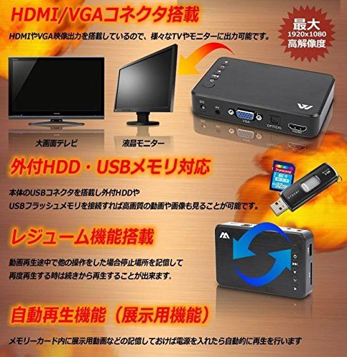楽天市場 パソコン や メモリ の 動画 を 大画面テレビ 高画質再生 ウルトラメディアプレーヤー Hdmi出力で高画質 簡単 持ち運び Al Ulmedia T M Bストア
