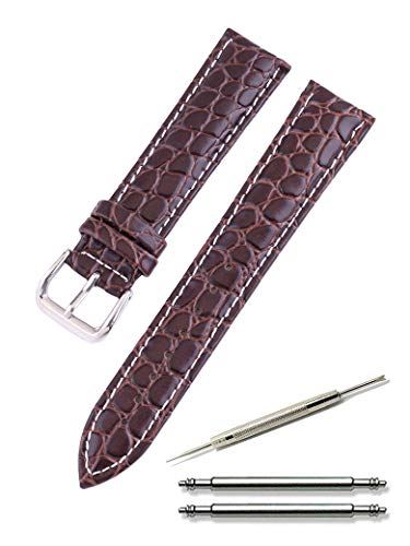 楽天市場 Calme カルム クロコダイル型押し 腕時計 ベルト 本革 レザー 時計 交換 バンド 12mm 24mm 交換説明書付き 12mm ダークブラウン 白ステッチ T M Bストア