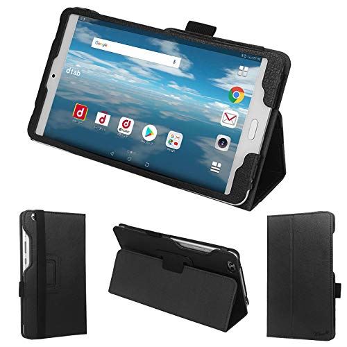 wisers タッチペン・保護フィルム付 docomo dtab Compact d-02K 8.0インチ タブレット 専用 ケース カバー [2018 年 新型] ブラック