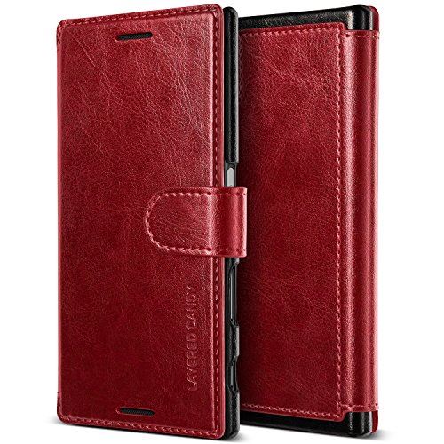 【VRS】 Xperia XZs/XZ 対応 ケース 手帳型 Dandy Layered マグネット 式 ベルト スリム 手帳 レザー カバー [ エクスペリア XZs/XZ 専用 ] ワインレッド×ブラック Xperia XZs / XZ