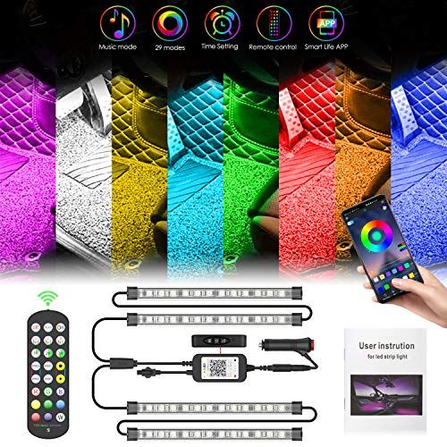 Pulilang オートモビル Led Rgb 磁気テープ火切 車内 フッ加留多 車内意匠役目 Led テープ ムードライト 音調楽ライト 3m両面 テープ 全8恋びとに切替え マルチdiy色合 Bluetooth App御する Ir 24手掛りリモコン 音に化学反応響検出器内蔵 Dc12v 車のシガー火具