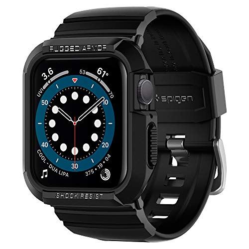 Spigen Apple Watch バンド 一体型 ケース Series SE/Series 6 / Series 5 / Series 4 対応 落下 衝撃 吸収 ラギッド・アーマー プロ 062CS25324 (ブラック) 44mm