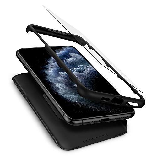 【Spigen】 iPhone 11 Pro Max 容れもの 6.5in 相応う 360度保護すること 水晶体保護すること ぼうぜん自失 吸い入れる Qi申し受ける 無線電話申し受ける シン・相応う360 075CS27150 (黒いこと)