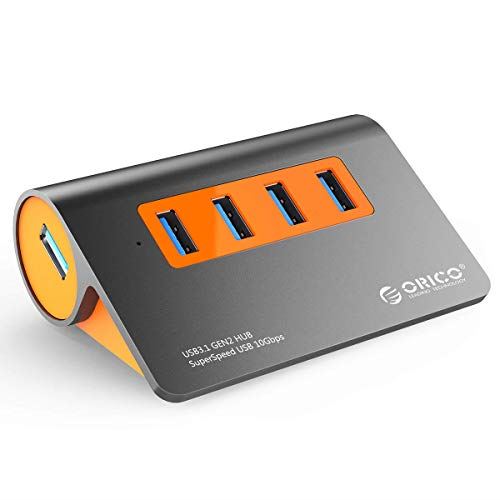 【10Gbps高速転送】ORICO USB3.1ハブ Gen2 4ポート USBハブ 12V2.5A 電源アダプター付き 1mUSBケーブル付 OTG機能対応 高放熱 アルミ M3H4-G2｜T.M.Bストア