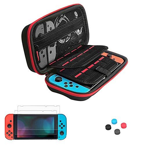 スイッチケース 任天堂 Switch ケース Vilcome Nintendo Switch専用の保護ケース 外出や旅行用収納バッグ 大容量 全面保護型 防汚 耐衝撃 Eva素材収納 ハードケース ニンテンドー スイッチ対応 収納ケース ブラック Rscarwash Nl