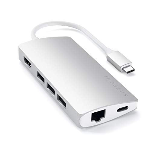 Satechi V2 マルチ USB こしき Type-C 通り手形スルー申し受ける 4K HDMI最終生産物 歌留多読み手 USB3.0界面x3 (しろがね色)