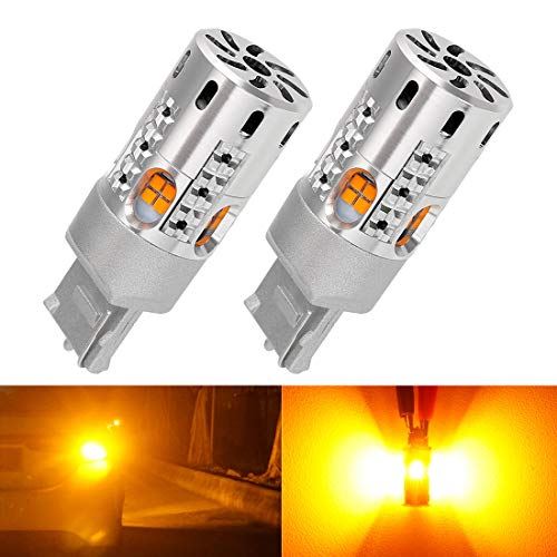 SUPAREE T20 ピンチ部違い LED ウインカー 純正交換 冷却ファン付き ハイフラ防止抵抗内蔵 ステルス仕様 無極性 DC12V車用（ハイブリッド車・EV車対応） LEDウインカーバルブ アンバー ２個セット T20ピンチ部違い