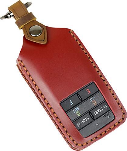 【smasol】トヨタ エンジンスターター カバー アルファード ノア80系 VOXY 80系 カローラ ハリア C-HR スマートキー エンジンスターター 本革 カバー キーケース エンジンスターター 保護ケース 専用設計（ワインレッド） TypeB