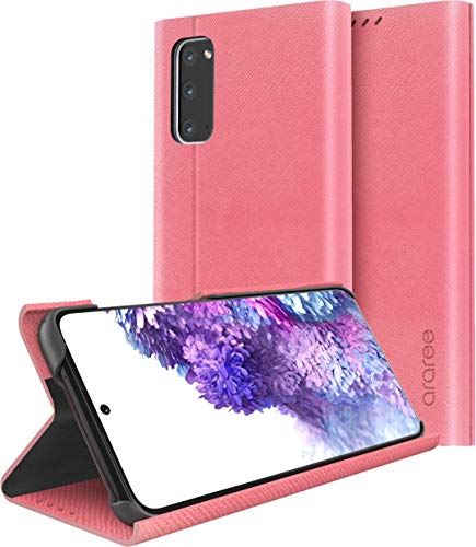 【araree】 Galaxy S20 対応 ケース 手帳型 薄型 スリム 手帳 レザー カバー サイド マグネット 式 カード 収納 スタンド 機能 付 スマホケース [ Samsung GalaxyS20 5G SC-51A / SCG01 ギャラクシーS20 対応 ] Bonnet Stand コーラルピンク