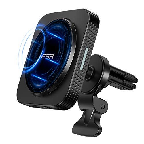 ESR 車載ホルダー HaloLockマグネット7.5W ワイヤレス充電ホルダー [磁気吸着 & 位置自動調整] [丈夫なエアコン噴出口クランプ] iPhone 12/12 Pro/12 mini/12 Pro Max用 ? ブラック｜T.M.Bストア