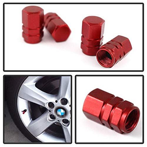 4個 T M Bストア Ijdmtoy エアバルブキャップ 4個車用品 バイク用品 レッドアルミタイヤバルブキャップ 六角形 レッドアルミ タイヤバルブキャップ 六角形 チューナーレーシングスタイル