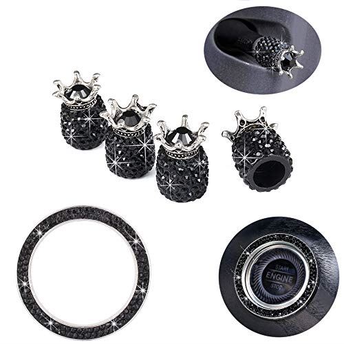 Jiabada クリスタル ラインストーン ラインストーン エアバルブキャップ 車用品 タイヤ ハンドメイド バルブキャップ 自動車 ユニバーサル 開始デコレーションリング 5個 T M Bストア