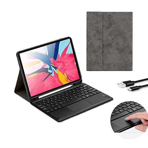 送料無料 Ipad 10 2 キーボード ケース 19第7世代 タッチパッド付き Bluetooth キーボード カバー 薄型 軽量 タブレットpc ケース オートスリープ Ipad保護ケース スマート スタンド機能付き キーボードカバ脱着式 Grey 最新人気 Atsu Edu Ge