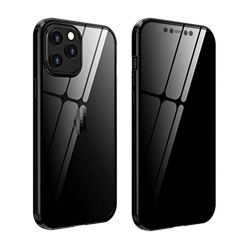 iPhone 12 Pro Max 容れもの/取りまかなう 軽銀 バンパー せつ然たる 澄み切った 両面 前後 硝子 磁石 うしろ側ダイアログボックス付き添い人 覗見防止 アルミサイドバンパー 今めかしい アイフォン12労働者階級マックス 【前後硝子+覗き見押しとどめる】[iPhone 12 Pro Max(黒いこと)]