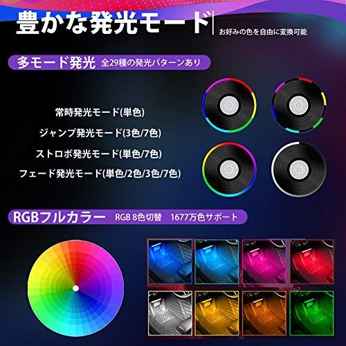 Nanpoku Led Rgb テープライト Appコントロール 車内装飾用 Ledテープ Usb式 シガー式 2種給電 音に反応 全8色切替 4パターン点灯 Diy可能 タイマー機能 フットランプ 足下照明 12 車用 防水 Ios Android対応 12ledx4 アプリ式 Giosenglish Com