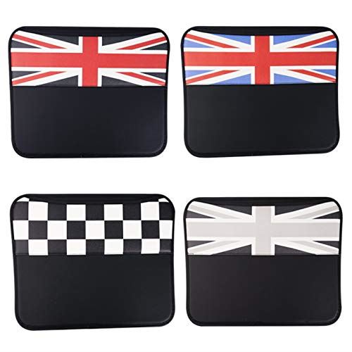 BMW MINI ミニ などに最適 PUレザー製 シート キックガード 2枚セット チェッカーフラッグ シート 収納 ポケット汚れ防止 小物入れ ユニオンジャック チェッカーフラッグ｜T.M.Bストア