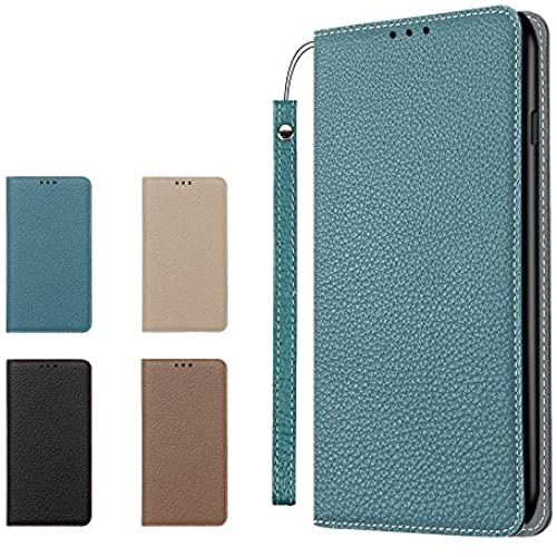 Clicsun iPhone12 Pro ケース 高級牛本革ケース 手帳型 アイフォン12 Pro カバー 本革 レザー カバー スタンド機能 ストラップ付き マグネット式 カードポケット ギフトボックス付き ブルー×グレー