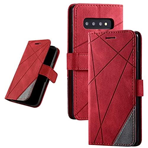 Galaxy S10 手帳型ケース サイドマグネットレザーケース カード収納 スタンド機能 TPU ストラップホールあり 収納力抜群 QI充電対応 ソフトシリコン マホケース 防指紋 レンズ保護 全面保護 SCV41 SC-03L 専用カバー (33,レッド) レッド33