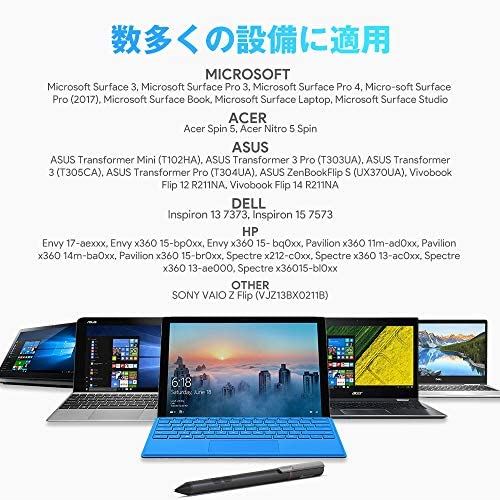 Web限定 Penoval Surface用 ペン サーフェス対応 タッチペン スタイラスペン マイクロソフト認証 最大4096筆圧感知 消しゴム 右クリック機能 極細 超高精度 パームリジェクション機能 電池式 替芯付き Surface Pro 3 4 5 6 Surface Go Surface Laptop Book Studio等に