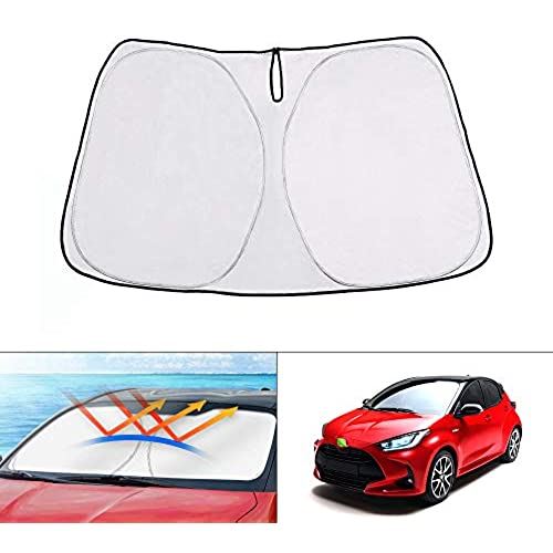 Cartist トヨタ ヤリス フロントサンシェード Yaris フロントガラス サンシェード シェードカーテン マルチサンシェード 2020年2月～現行 遮光率99% シェード 日よけ 車種専用 UVカット カスタムパーツ インテリア 内装パーツ ... 銀色