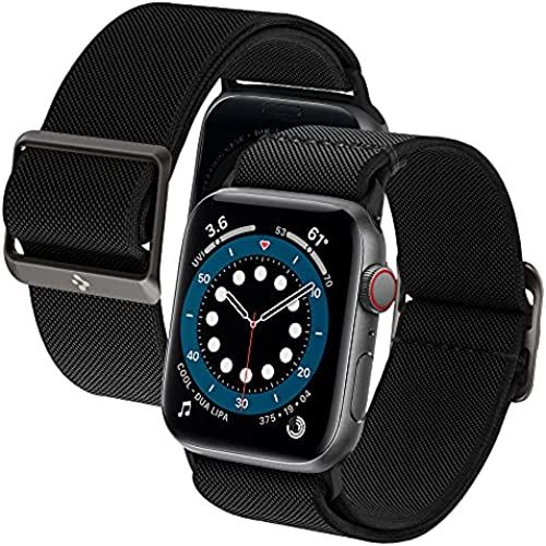 Spigen Apple Watch バンド 44mm 42mm コンパチブル ファブリック ソロループ 一体型 軽量 速乾 スポーツバンド 柔軟 Apple Watch 全Series用 バンド調整可 腕時計 時計バンド ライトフィット ... 44 / 42mm ブラック