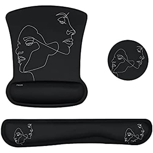 Mosiso リストレスト マウスパッド キーボードセット 人間工学 手首 腱鞘炎対策 手首クッション ネオプレン生地 メモリーフォーム 滑り止めラバー ラップトップ ノートブック デスクトップ用 ブラック フェイススケッチ Agoranotizia It