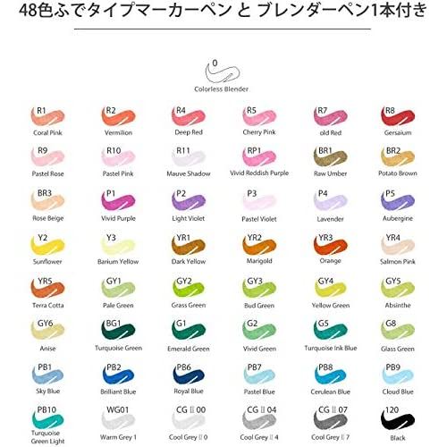 マーカーペン 筆タイプ 48色 Ohuhu 筆先 ふでタイプ ブレンダーペン付き イラストマーカー 筆 太字 鮮やか 手帳 イラスト 色塗り 塗る絵 カード Diy 子供 大人 Mydrap Com