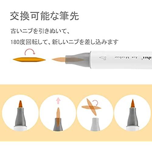 Ohuhu マーカーペン 筆タイプ 肌色系 36色 筆 太字 イラストマーカー スキンカラー ブレンダーペン付き 茶色系 人物を描く アルコールマーカー イラスト 髪色 肌色 顔色 Mydrap Com